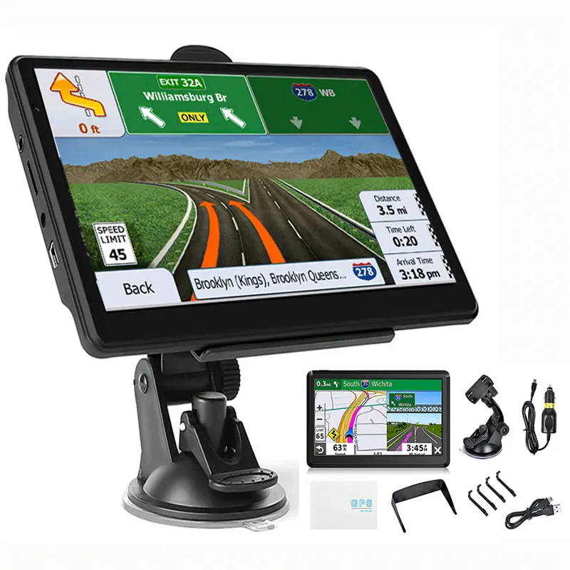 7 Inch Car GPS Navigation TFT  Touch Screen GPS Navigator Truck Sunshade Sat Nav 256M+8G Europe  Map GPS Navigators