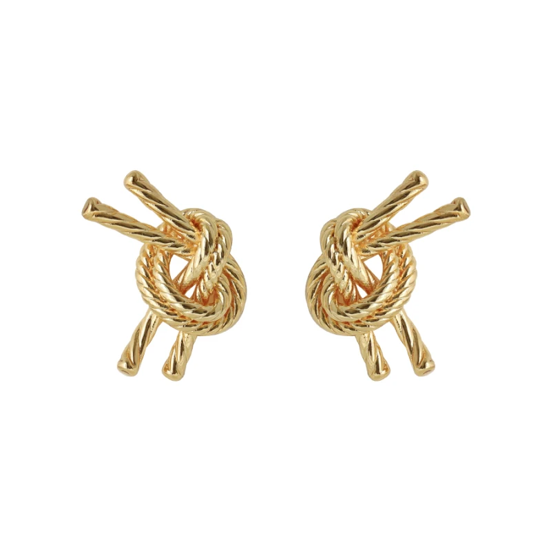 

Ting metal knotted earrings, unique rope knot stud earrings, advanced sense s925 silver needle atmosphere