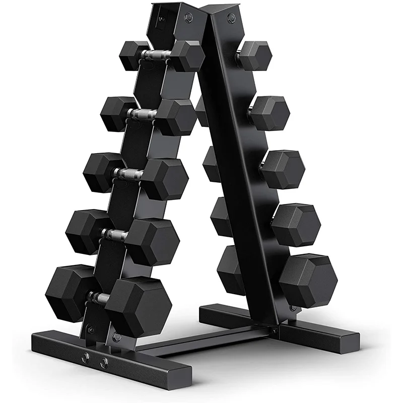 Rubber Hex Dumbbell Supplied Cheap Competitive Price Black Fitness Weights Rubber Coated Hex Gym Basic Head Dumbbell Setpromote