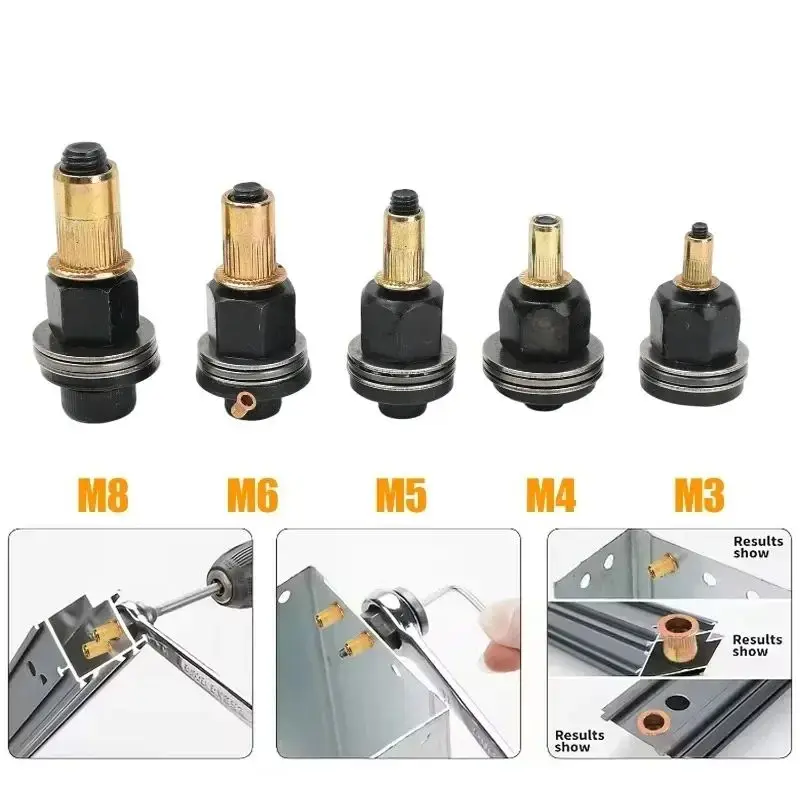 135pcs Rivet Nut Tool Kit, 5pcs Mandrels M3-M8, 130pcs Rivet Nuts, Manual Riveter Set for Automotive, Industrial, DIY