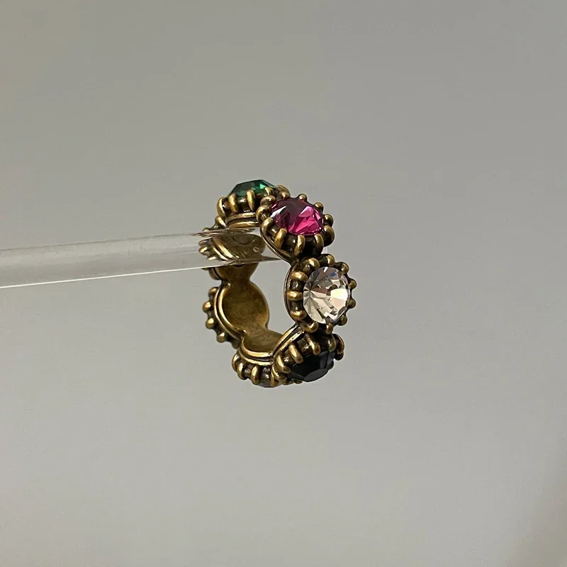 

Trend Vintage Designer Colour Gem Charm Couple Classic Ring Women Top Quality Brand Luxury Jewelry Accessories