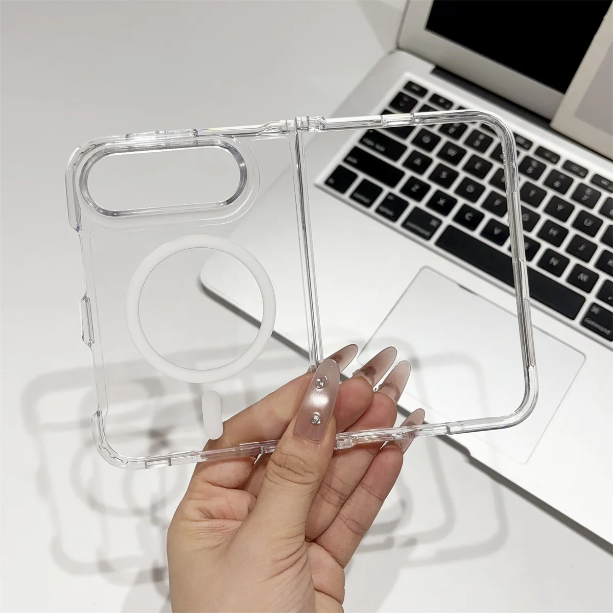 Funda con carga inalámbrica magnética Magsafe para Apple iPhone Duo, transparente, de cristal, resistente a golpes.