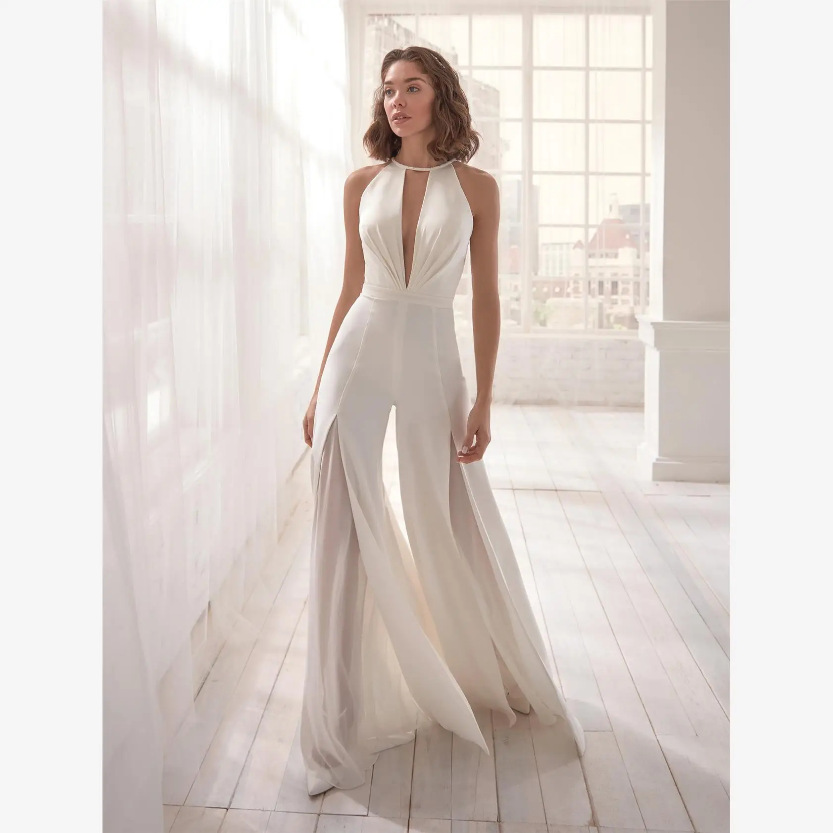 Sexy Bal Deep V Ne Pantaloni bianchi Leggings lunghi Street Sle Vita alta Glitter Lace Splice Pantaloni lunghi autunnali sottili