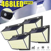 468 LED PIR Motion Sensor Wall Light Solar Waterproof Outdoor Flood Lamp 3 Working Modes Security Solar Lights for Garden Garage
