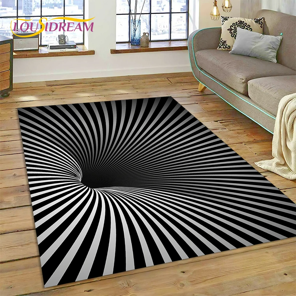 3D Vortex Visual Illusions Rug Carpet for Living Room Bedroom Home Decor,Floor Mat Non-slip Decoration for Sofa Kitchen Doormat