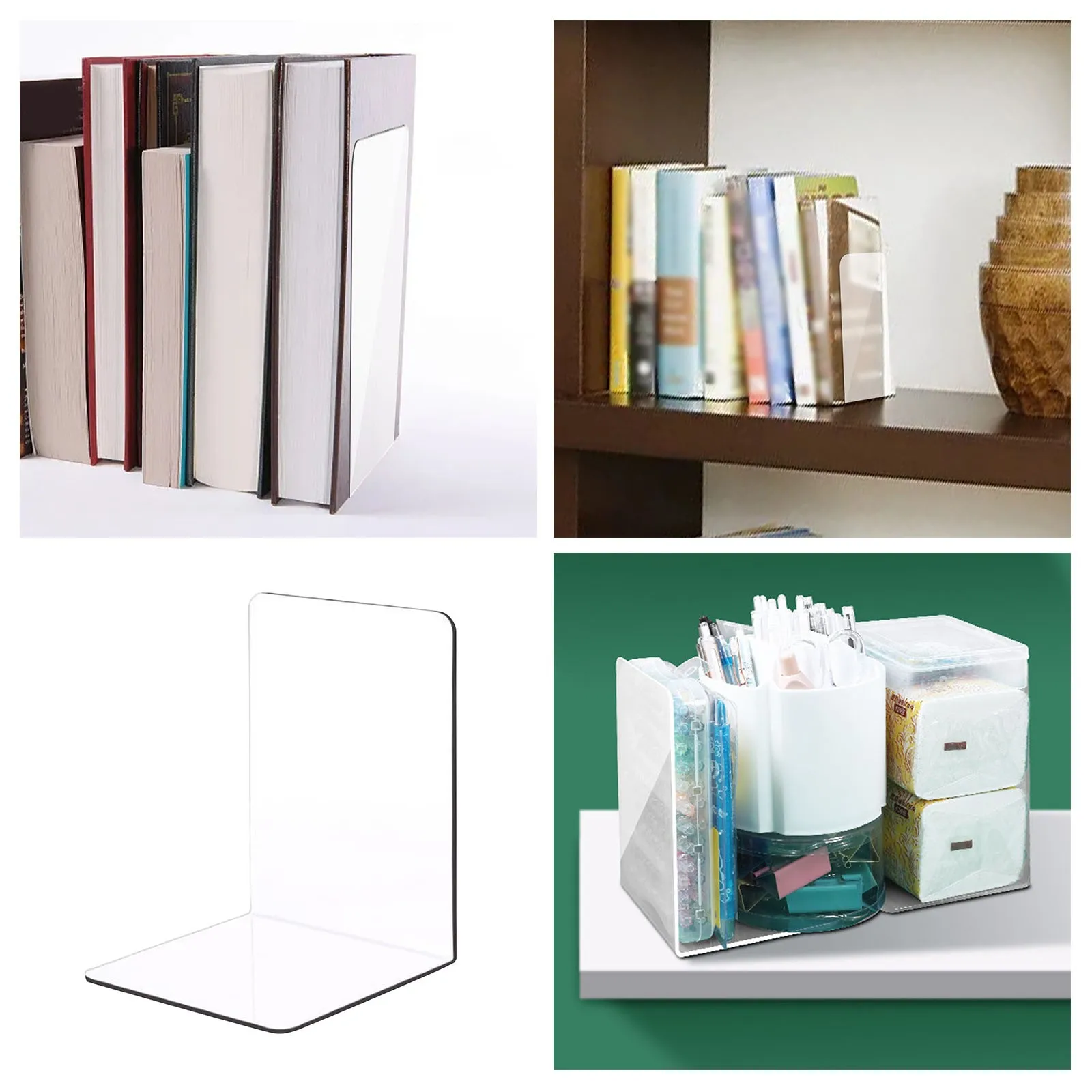 Thickened Transparent Acrylic Bookshelf Bookstand L Shaped Bookend Bookholder Fixed Desk Book Craft Organizers And Storage