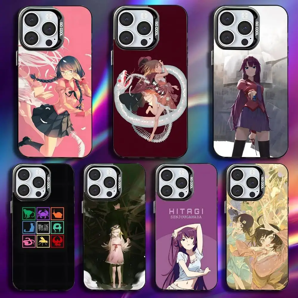 

M-Monogatari Series Phone Case For iPhone 16,15,14,13,12,11,Pro,Max,Plus,Mini,XS,SE Anti Fall Black Matte Hard Bumper