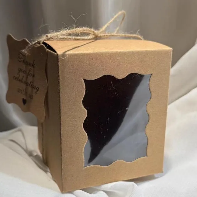 20/50/100 قطعة كرافت ورقة مربع شفافة علب الهدايا لوازم التعبئة والتغليف مع العلامات والخيوط لحفل زفاف عيد ميلاد جوهرة