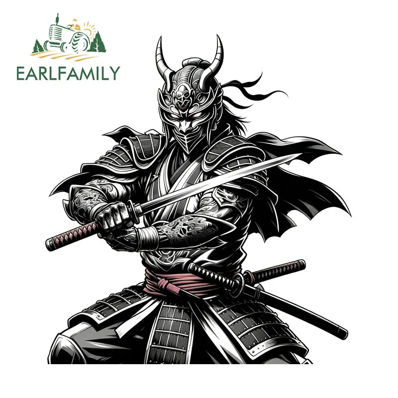EARLFAMILY Samurai Car Sticker Humorous Occlusion Scratch Campervan Bumper Refrigerator Auto Decal Waterproof Car Accessories