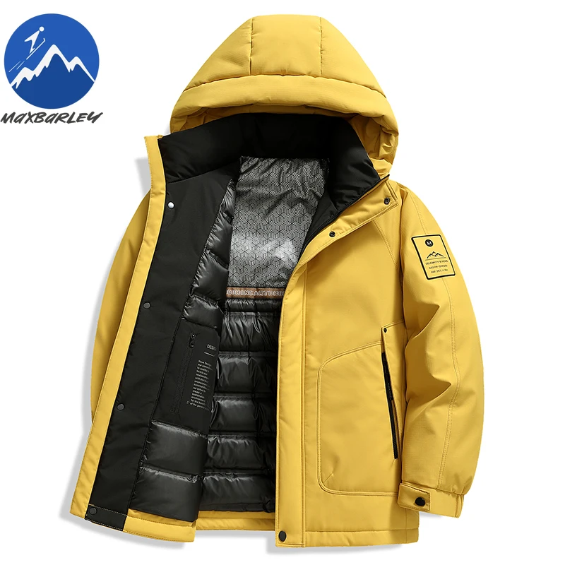 Maxbarley 2025 Winter Down Jacket Men Korean Stylish Thick White Duck Down Warm Coat Casual Ski Camping Cold Proof Parka Puffer