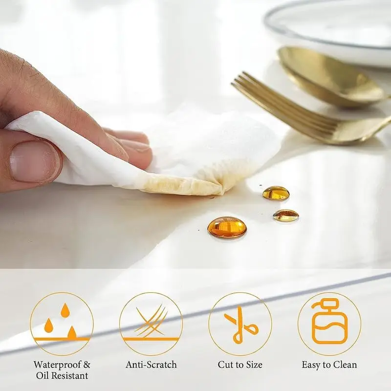 2.0Mm Thi 58 Hes Clear Round Table Protector, Round Table Cover, Tablecloth Protector, Table Protector For Dining Room Table &