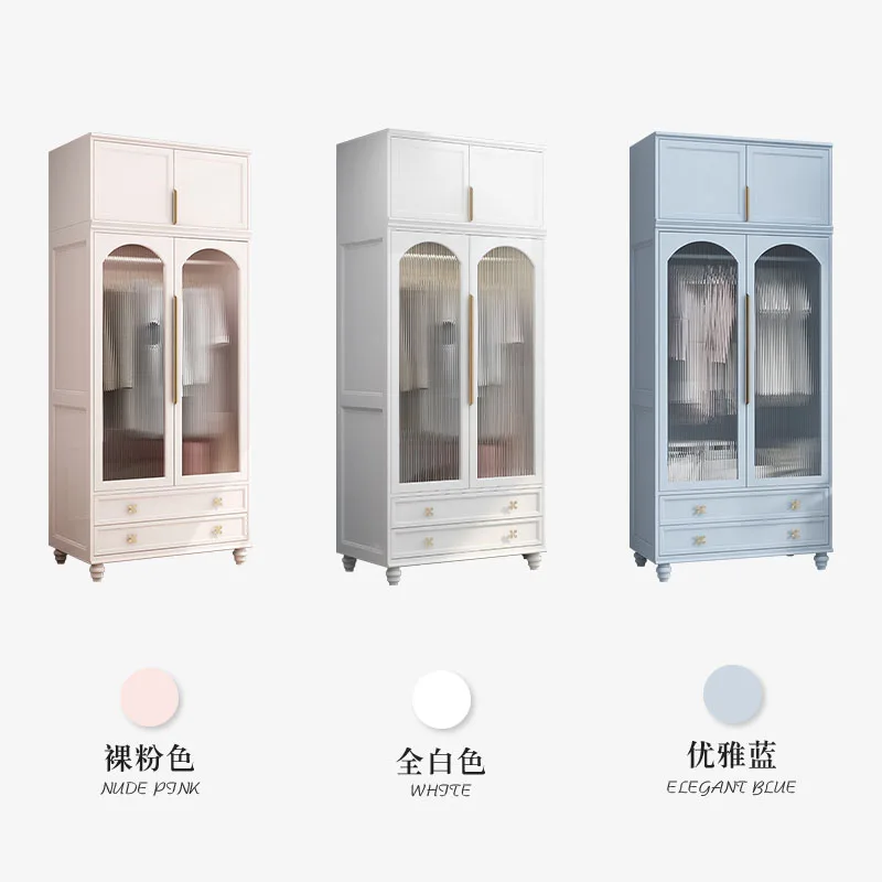 Changhong glass master bedroom cloakroom furniture with lamp American simple bedroom combination