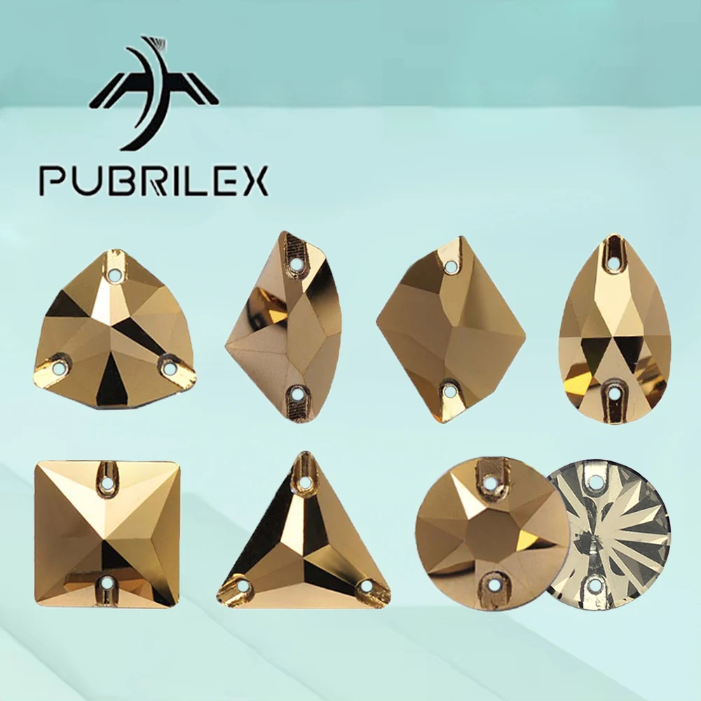 PUBRILEX K9 الذهب المسيل للدموع مثلث جولة Xirius فلاتباك كريستال زجاج ستراس خياطة على حجر الراين فستان الملابس فستان الملحقات