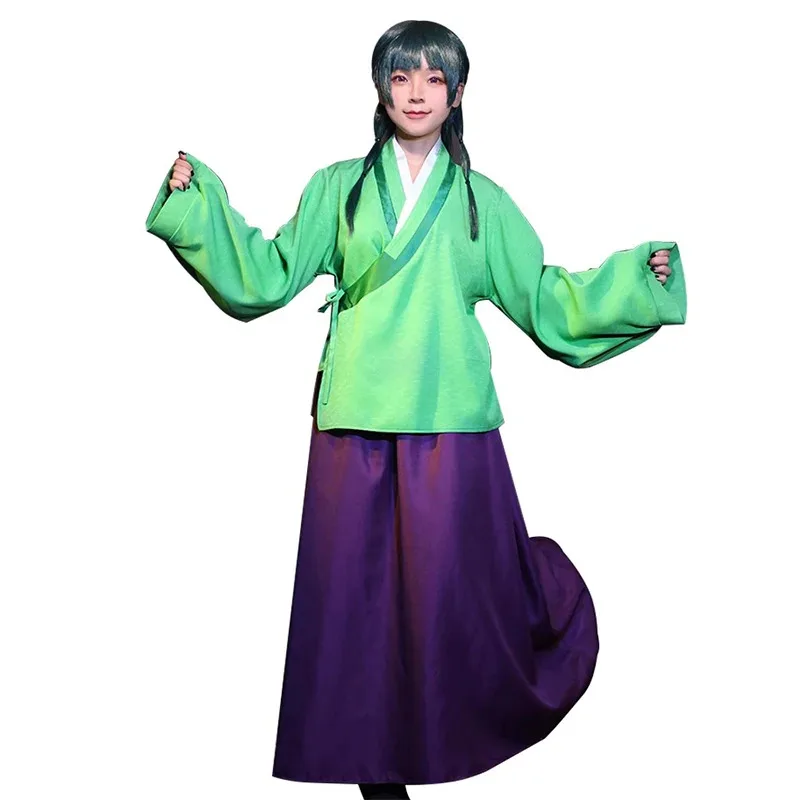 qq023Maomao Cosplay Costume Wig Anime The Apothecary Diaries Dress Skirt Green Top Hairpin Kusuriya No Hitorigoto Halloween for