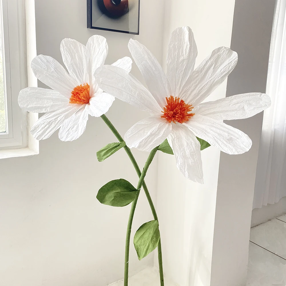 Large Artificial Flower Daisy Paper Flower Set White Sunflower Chrysanthemum Gerbera Giant Flower Wedding Party Decoration