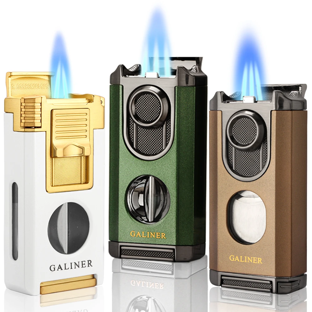 

GALINER Metal Butane Gas Torch Cigar Lighter With Cutter Cigar Tool Portable Classic Lighters