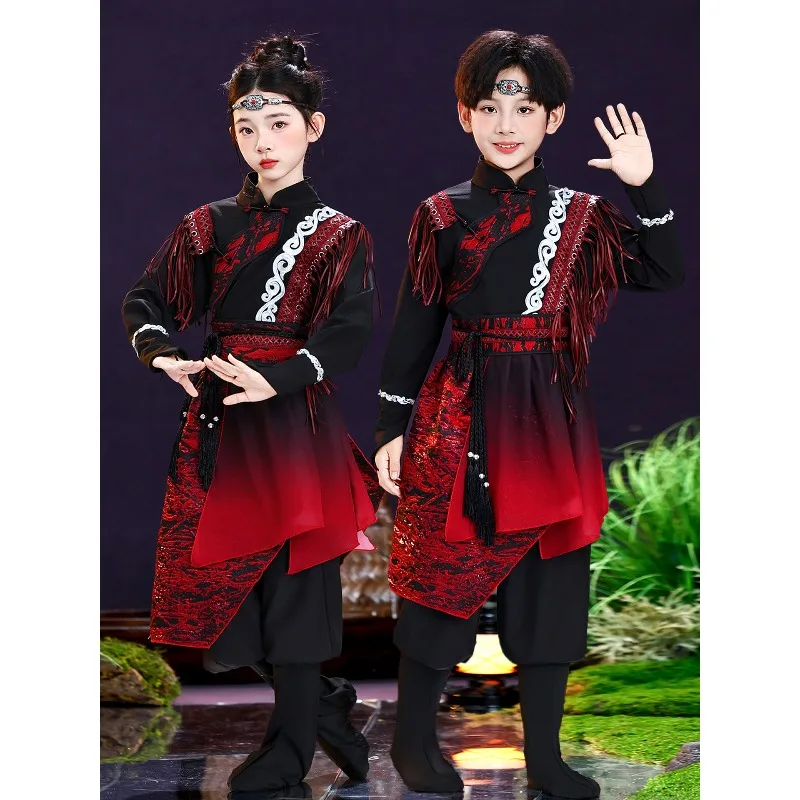 New Mongolian clothing Boys and girls Minority clothing Children's art test performance Stage dance performance set