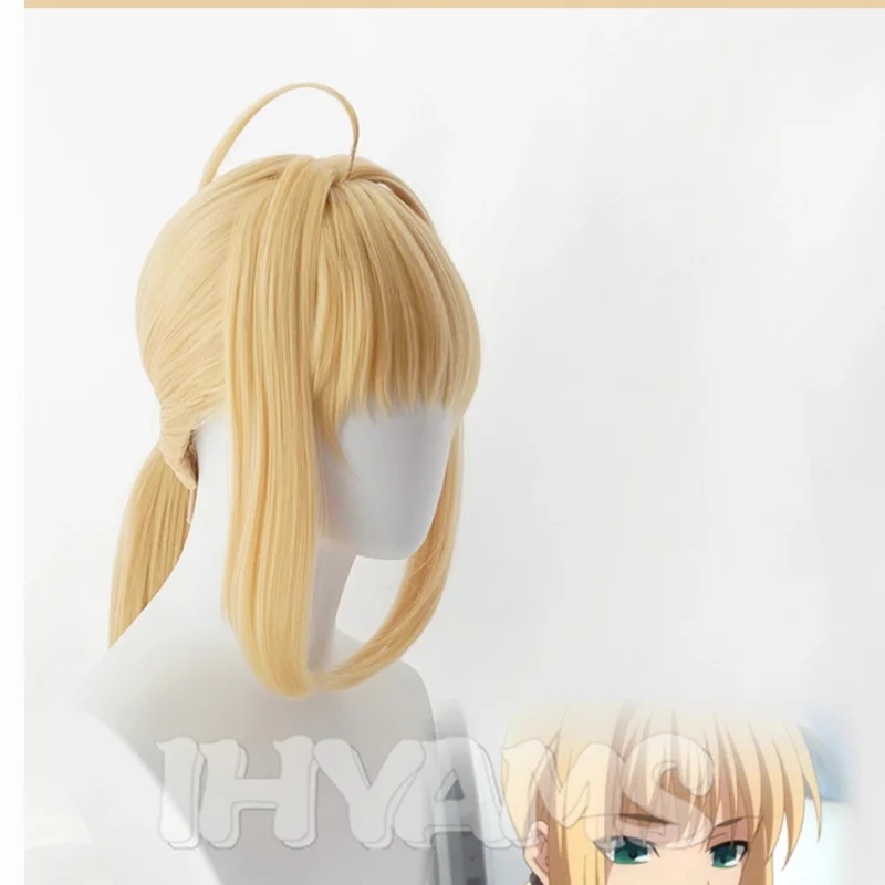 Arturia Pendragon Cosplay Wig Fate stay night Grand Order Saber Alter Golden Synthetic Hair + Wig Cap