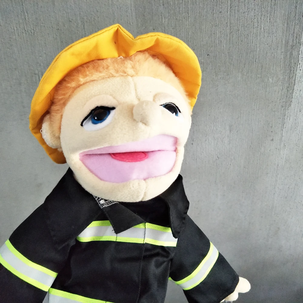 高品質漫画プロのハンドパペットぬいぐるみ消防士口移動子供の誕生日ギフト