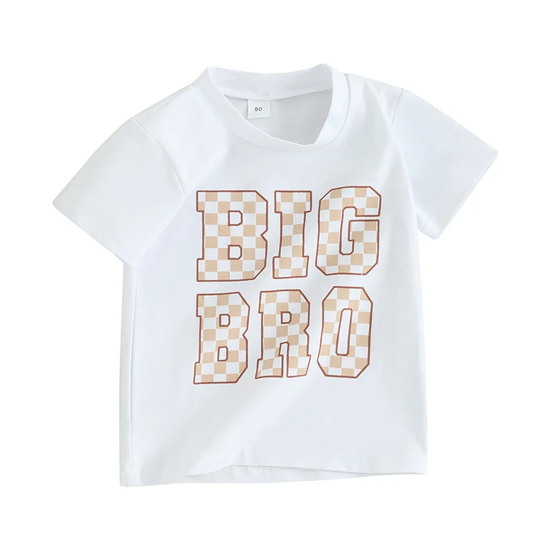 

Toddler Baby Boy Summer Round Neck Short Sleeve T-Shirt Big Brother Letter Print Tee Elastic Pullover Sweatshirt Outfit Clothes