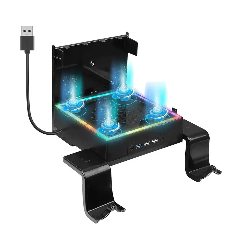 CANING- Wall Mount for Xbox Series X with Cooling Fan and 3 USB Port Game Controller Holder Headphone Hanger Wall Shelf Bracket - view 5