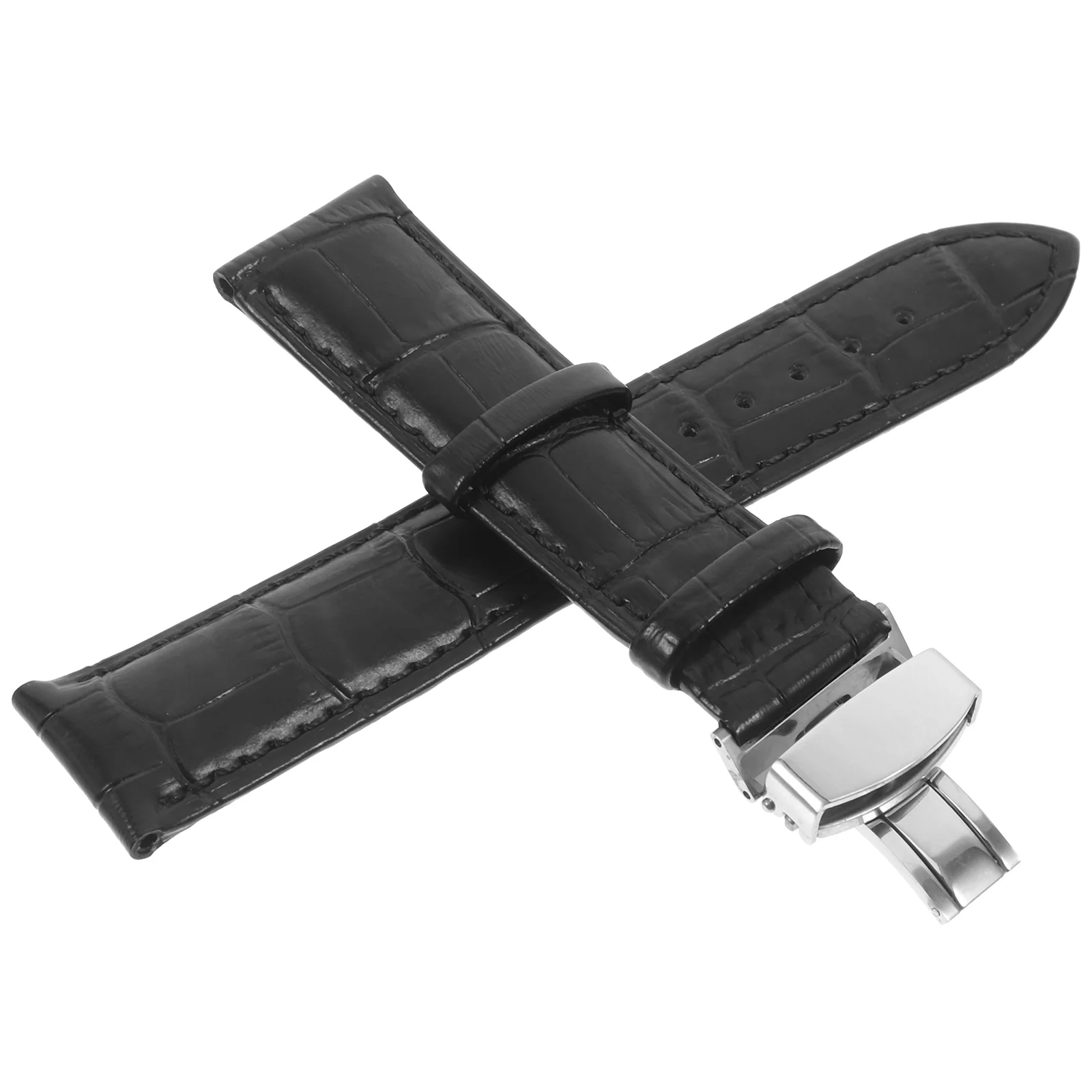 22mm Watch Strap with Closure Clasp for Traditional or Smart Watch Band Replacement (Black) watch band