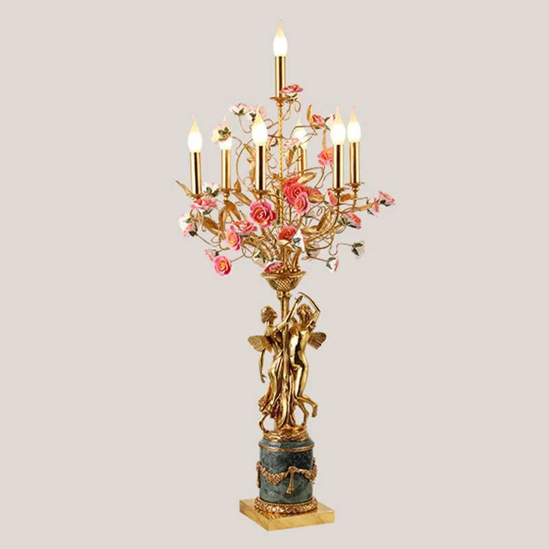 

Plus 105CM Foyer parlor deco antique copper Table Lamp wedding candlestick led candle Lamps Living Room Bedroom Standing Light