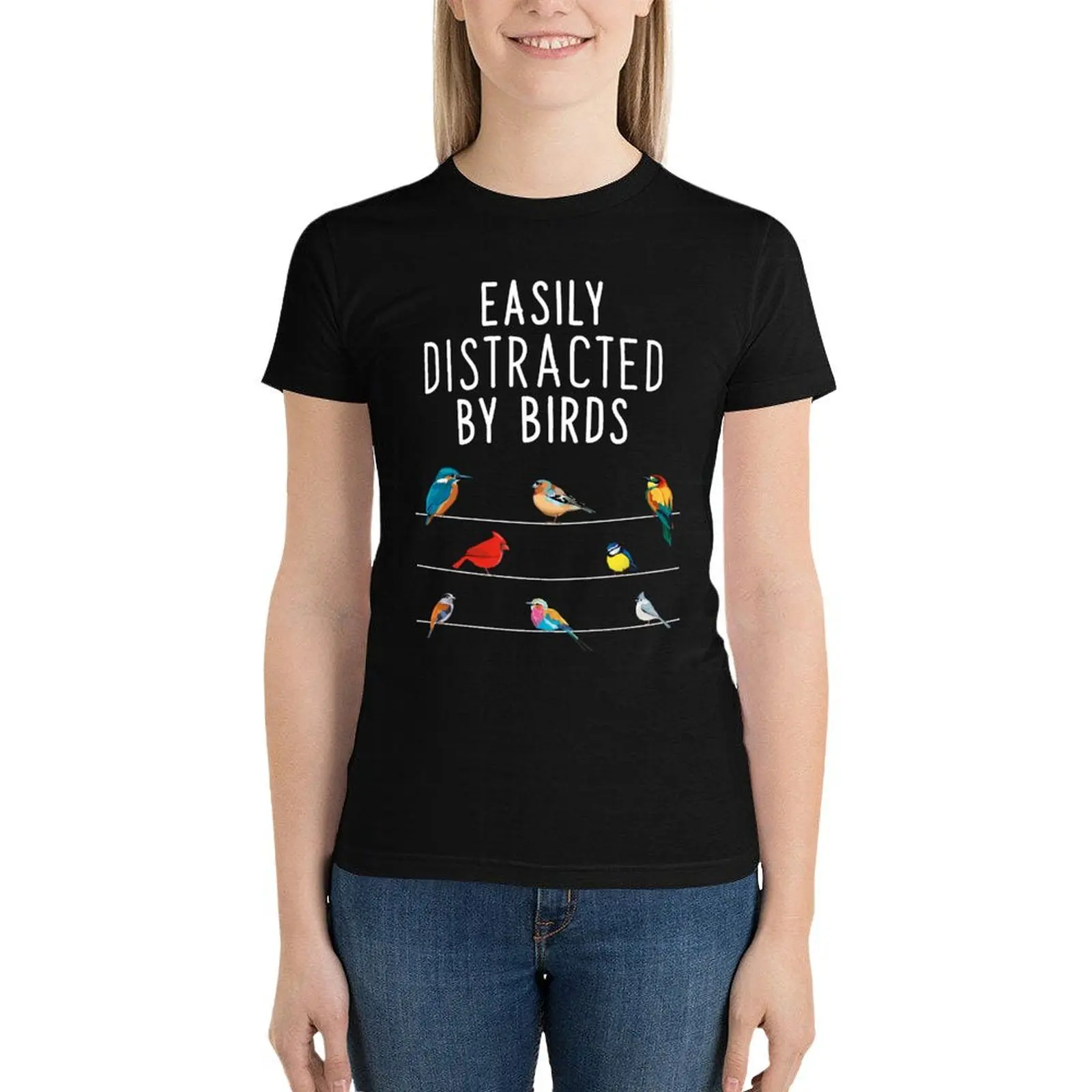 Easily Distracted By Birds, Birthday Gift for Bird Lovers, Birdwatcher & Ornithologist T-Shirt