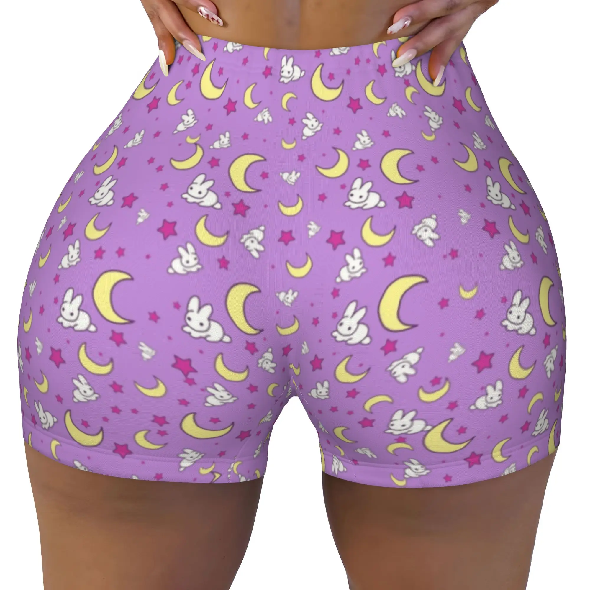 Custom Sailors Manga Moons Workout Biker Running Shorts for Women Usagi Tsukino Anime Gym Yoga Shorts