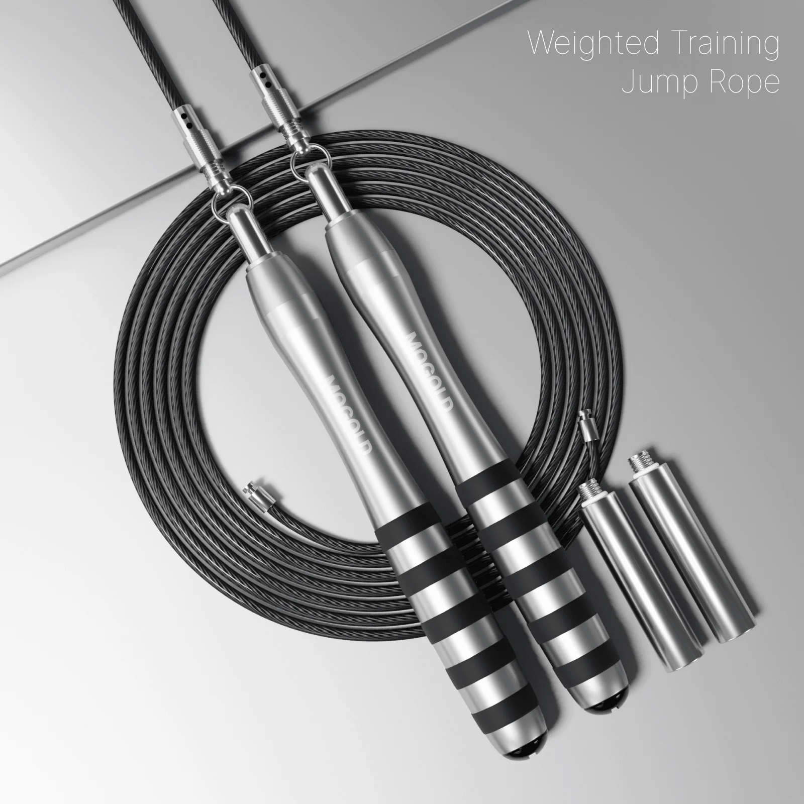 

1 Set MOGOLD Professional Weighted Double Rope Skipping Rope Set, High-Speed Durable Steel Wire Rope For Fitness Gym Workout, Unisex