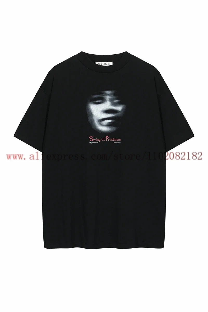 Black OUR LEGACY Swing Of Pendulum Print T-shirt Men Women 1:1 High Quality Blurred Portrait T Shirt Oversize Tops Tee