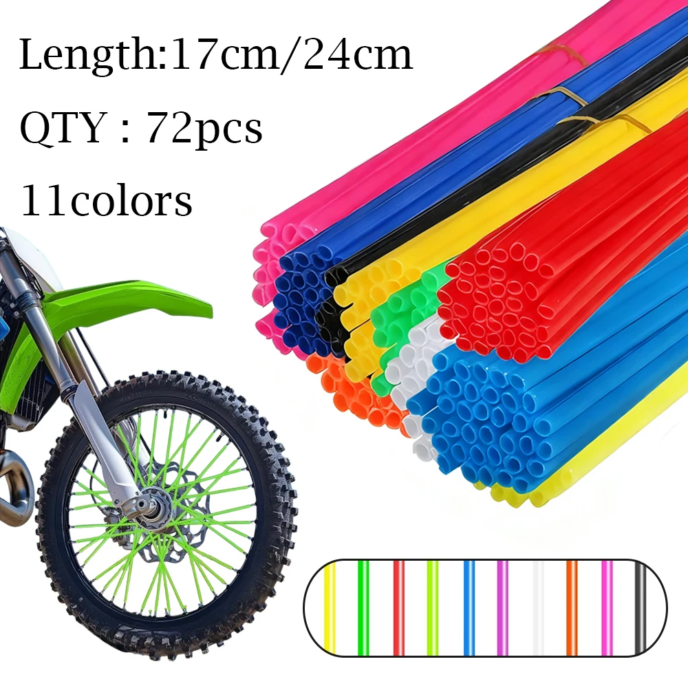 72Pcs New Motorcycle Wheel Rim Spoke Wrap Kit Skin Cover For Motocross Dirt Pit Bike Enduro  Skins Protector Cover 17/24cm