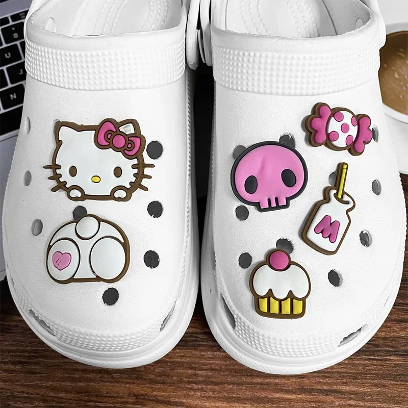 6 pezzi Kitty decorazioni per scarpe accessori Charms per zoccoli borsa Bogg Bubble Slides sandali Idea regalo per il compleanno