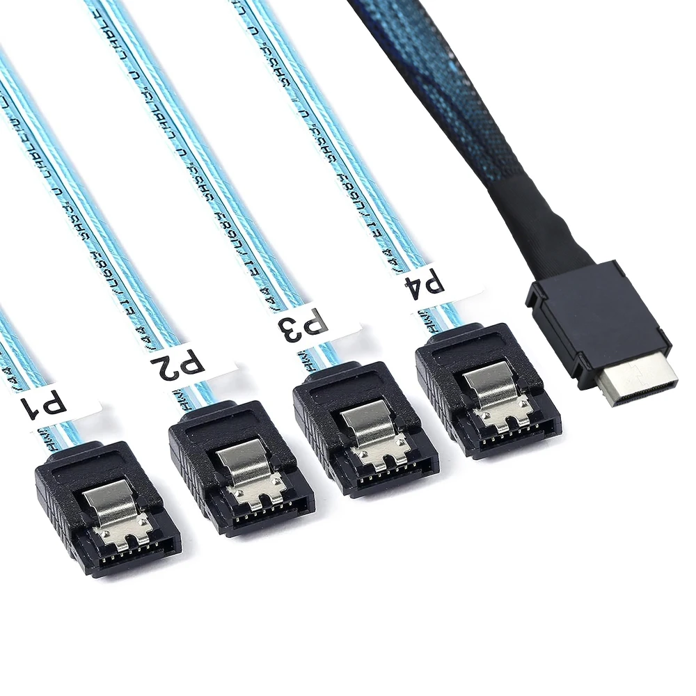 OcuLink PCIe PCI-Express SFF-8611 4i to 4X SATA 7P Female Straight SSD Data Active Cable