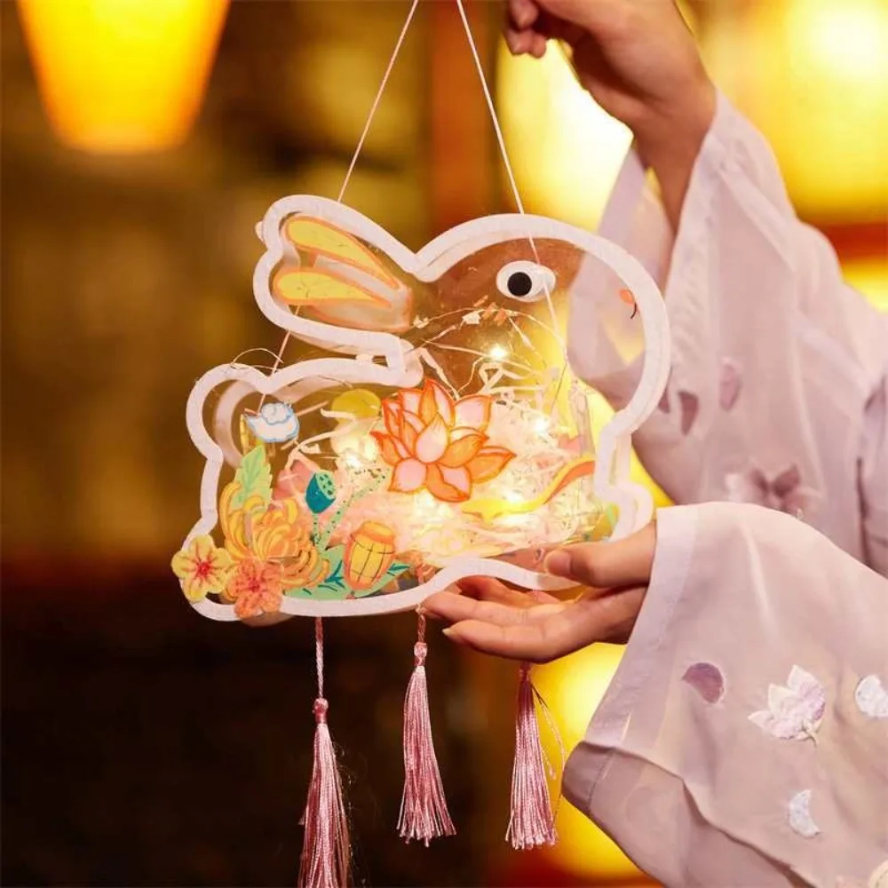 

Cute Transparent Mid-Autumn Lantern Glowing DIY Festival Lantern Pendants Luminous Handmade Lanterns For Mid-Autumn Festival