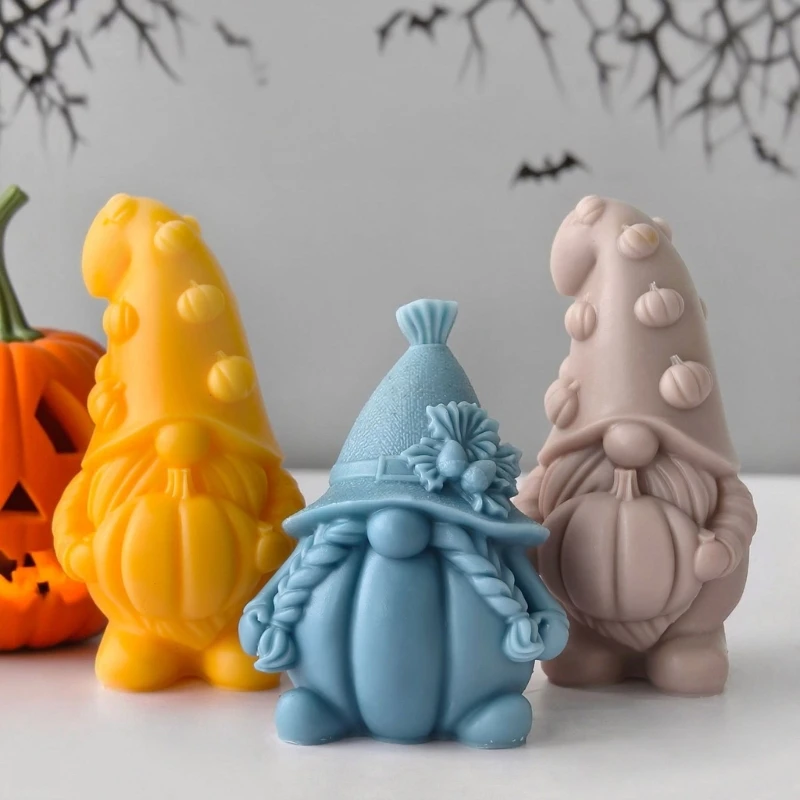 

H7EB Nonstick Silicone Pumpkin Gnome Mold Figures Moulds Perfect for Crafting Enthusiasts Making Soaps or Ice Cubes