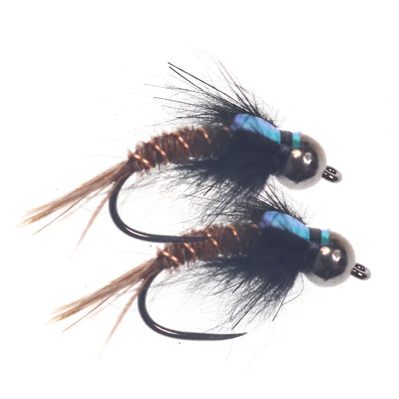 6 PIEZAS # 8 # 10 # 12 Moscas de Pesca de Trucha de Río Roquoso, Ninfas de Cola de Faisán con Cabeza de Perla de Hundimiento Rápido y Flashback, Señuelo de Cebo para Pesca con Mosca Húmeda