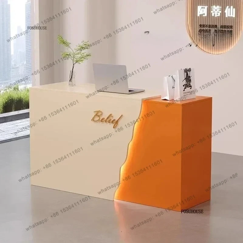French styleFrench style Modern Simple Office Reception Desks Small Bar Table Beauty Salon Reception Desk Counter Clothing Store