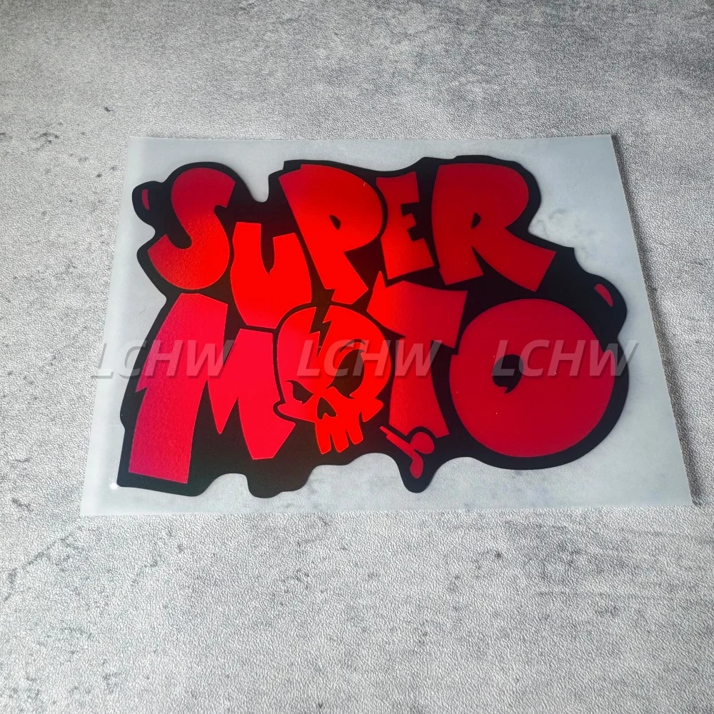 1pc Holographic Super MOTO Skull Vinyl Stickers Waterproof Decor for Motorcycle Fuel Tank Car Truck Window