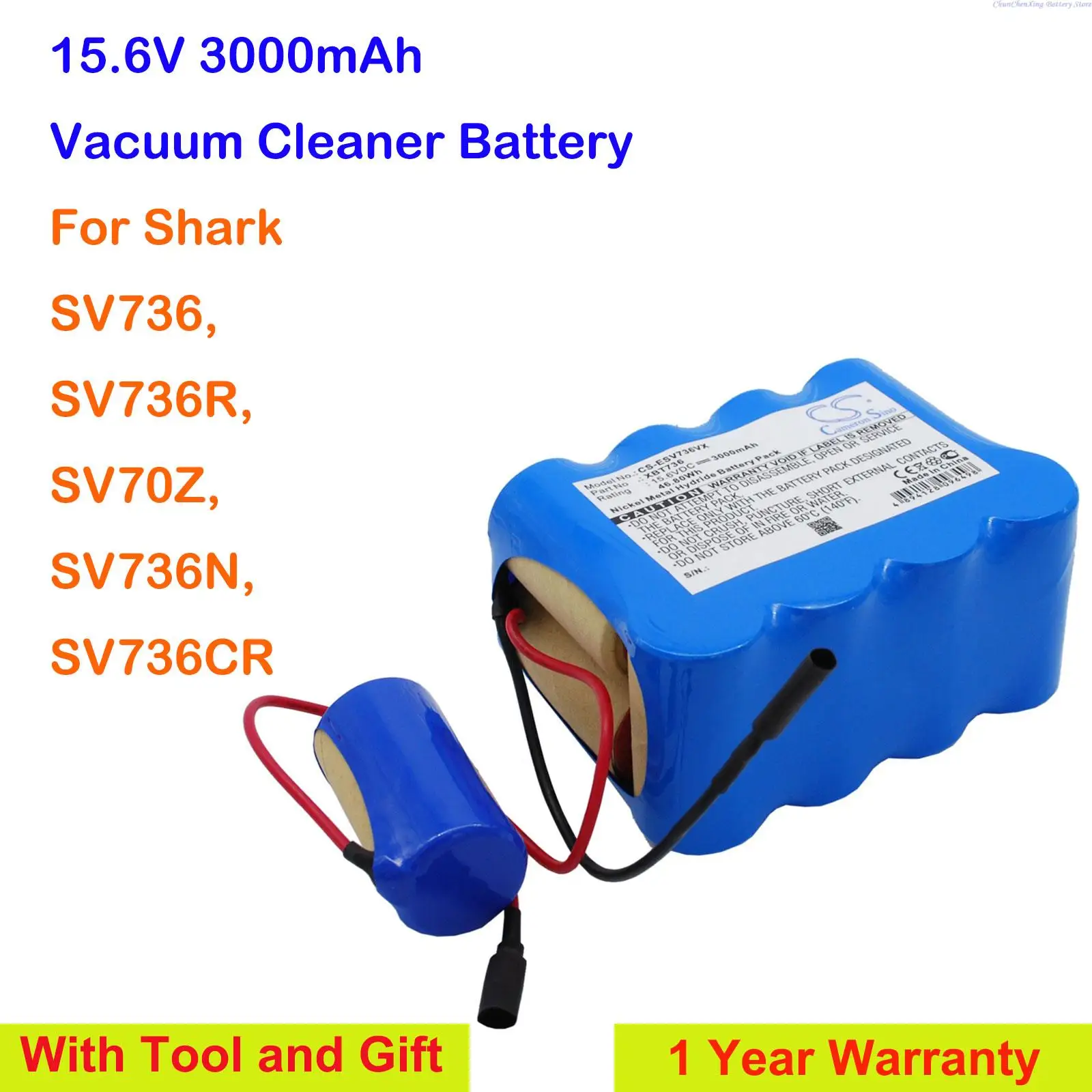 3000mAh Vacuum Cleaner Battery XBP736 for Shark SV736, SV736R, SV70Z, SV736N, SV736CR