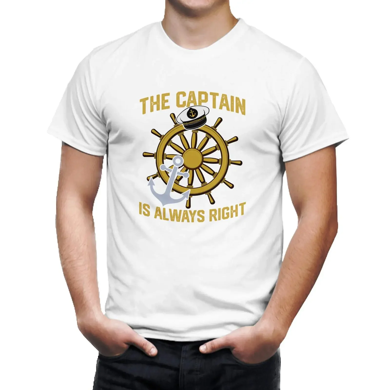 The Captain Is Always Right Nautical T Shirt Funny Boating Anchor Ship Wheel For Sailors Boaters Casual Top vintage Washed
