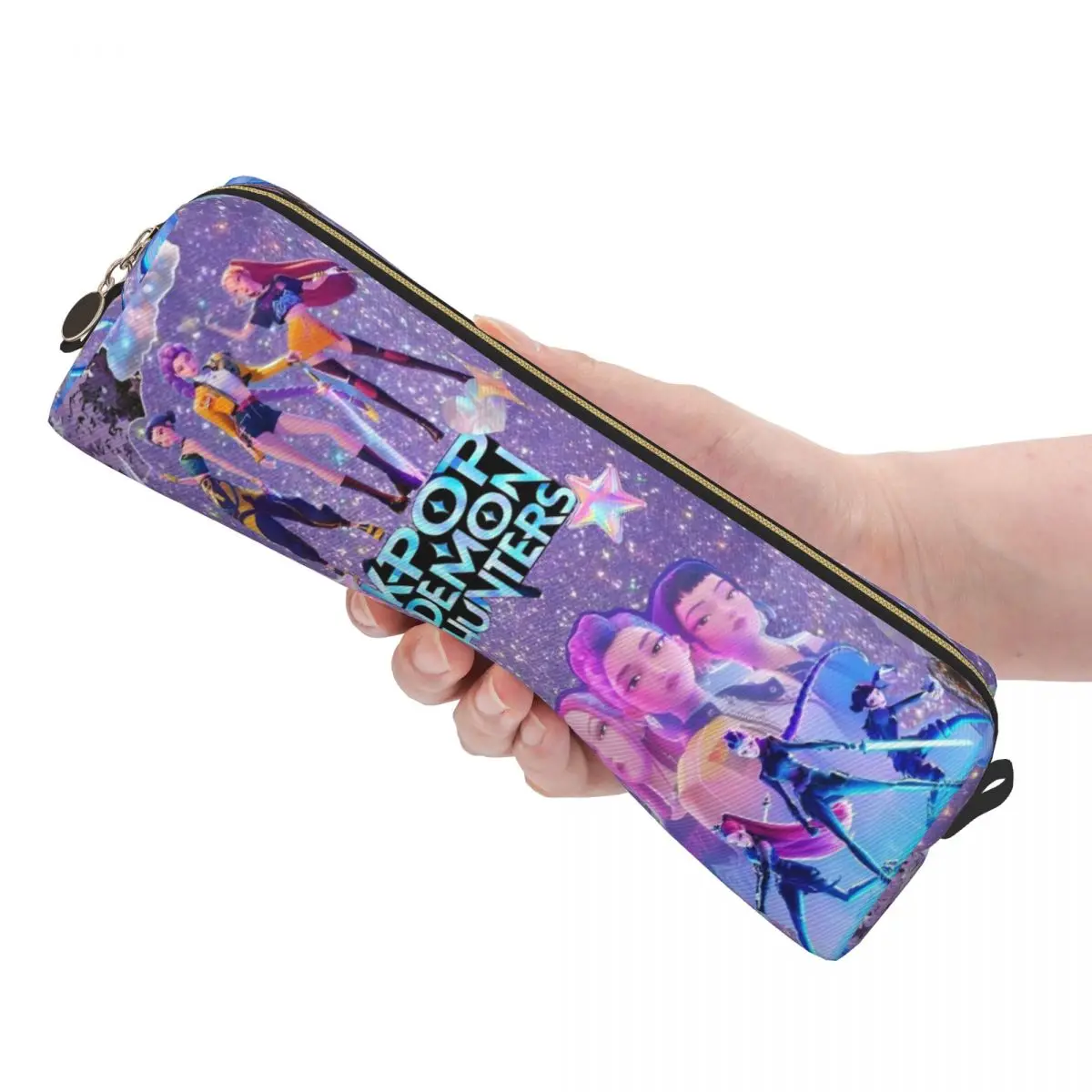 Kotak Pensil Huntrix Zoey Rumi Mira KPop Demon Hunters Tas Kotak Pena Anak Perempuan Laki-laki Penyimpanan Besar Kotak Pensil Kosmetik Sekolah Siswa