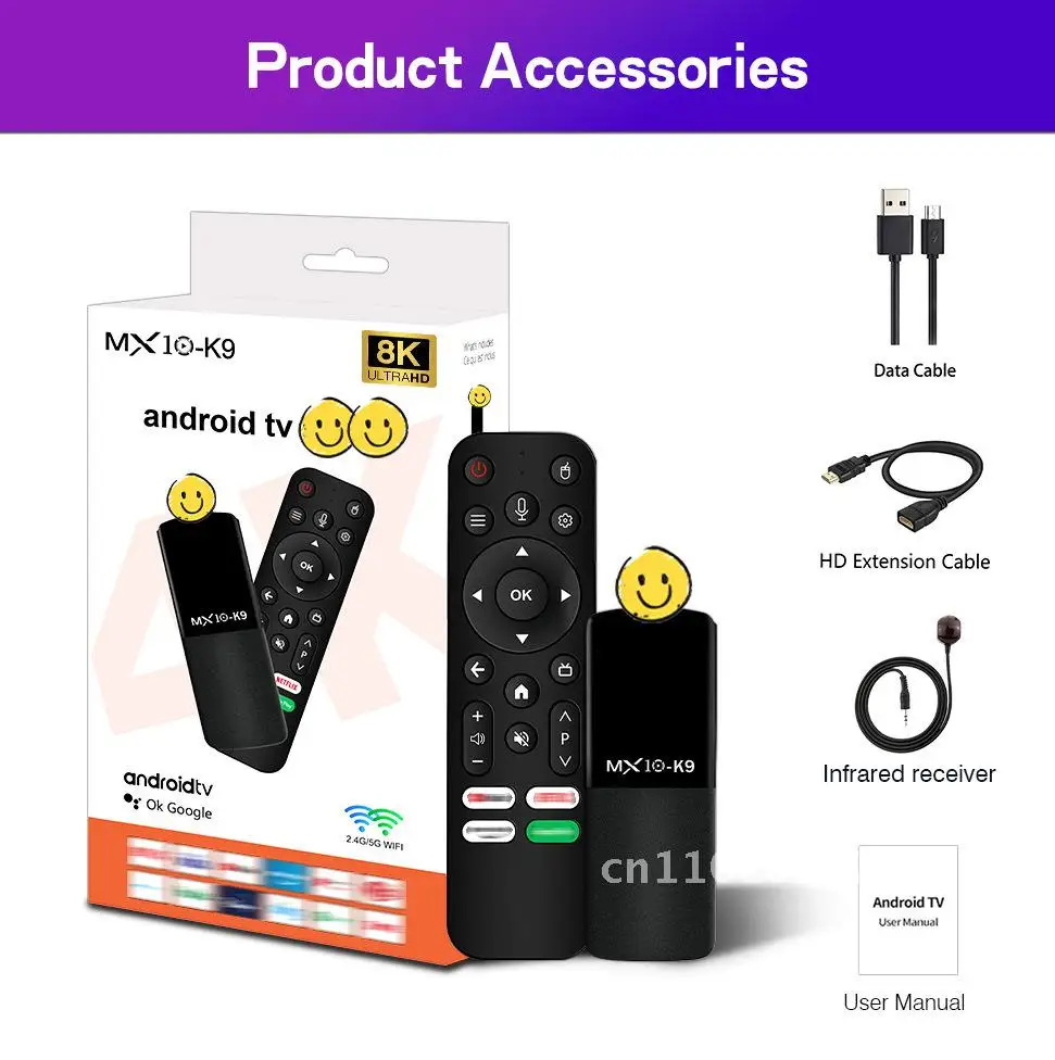 

MX10 K9 HD 8K TV Set Top Box Dual-Band Bluetooth 5G Wireless WiFi Network ATV Box with Remote Control And Manual