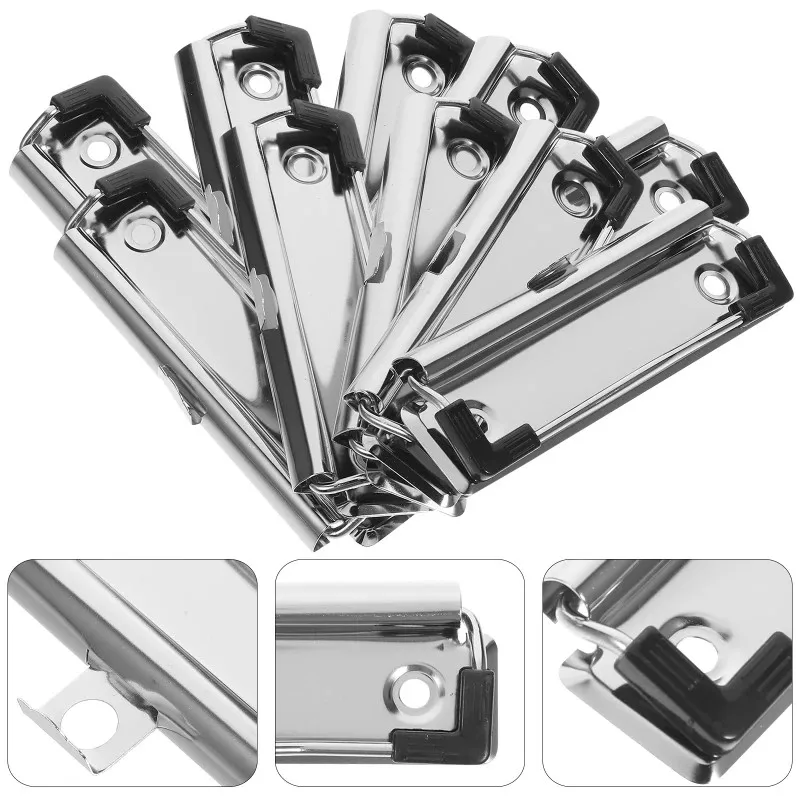 

5/10 Pcs Multifunction Metal Plate Clip Folder - Silver Write-On Board Clips for Paper Office Supplies