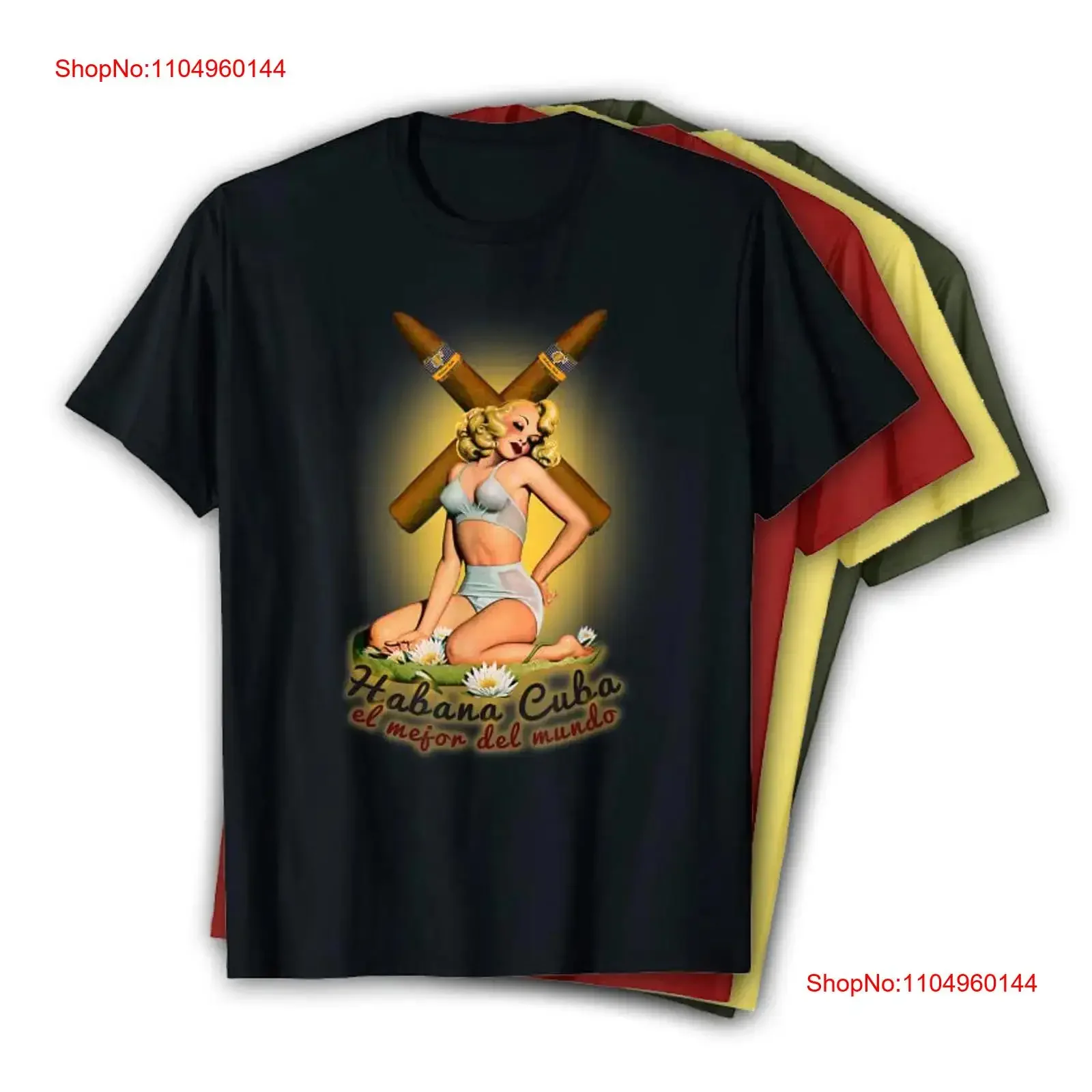 Habana Havana Cuba Mejor del Mundo Le meilleur sang cubain Pinup t-shirt vintage lavé élégant polyvalent confortable