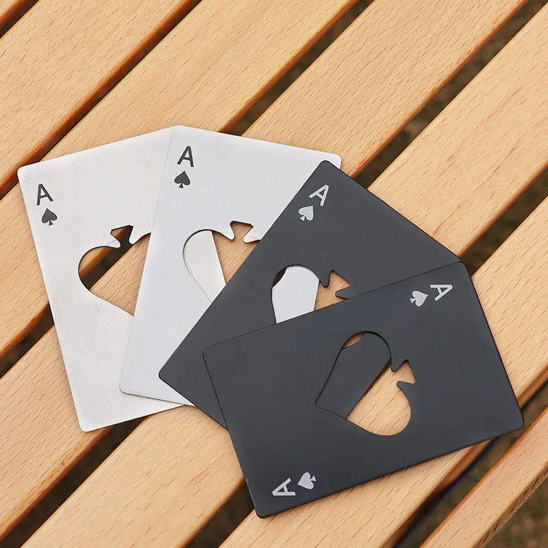 Poker Shape Beer Opener Stainless Steel Card Size Portable Bar Restaurant Beer Opening Tool