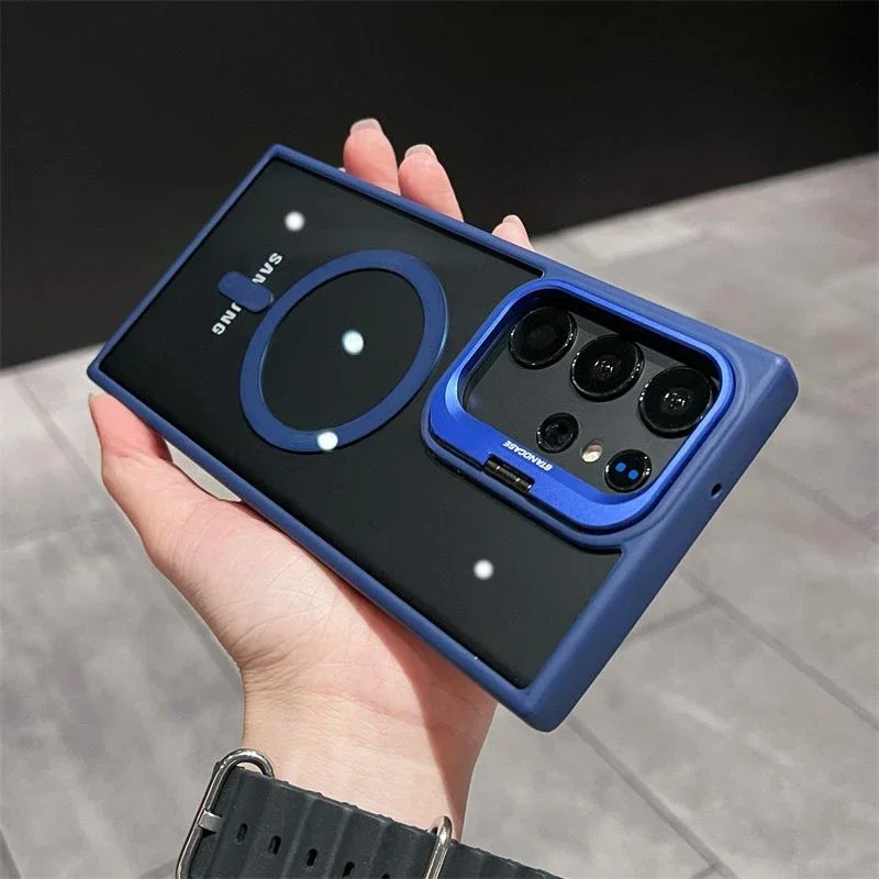 For Magsafe Hidden Holder Clear Case For Samsung Galaxy S25 S24 Ultra S22 Plus S23 FE Shockproof Magnetic Wirelesss Charge Cover - náhled 5