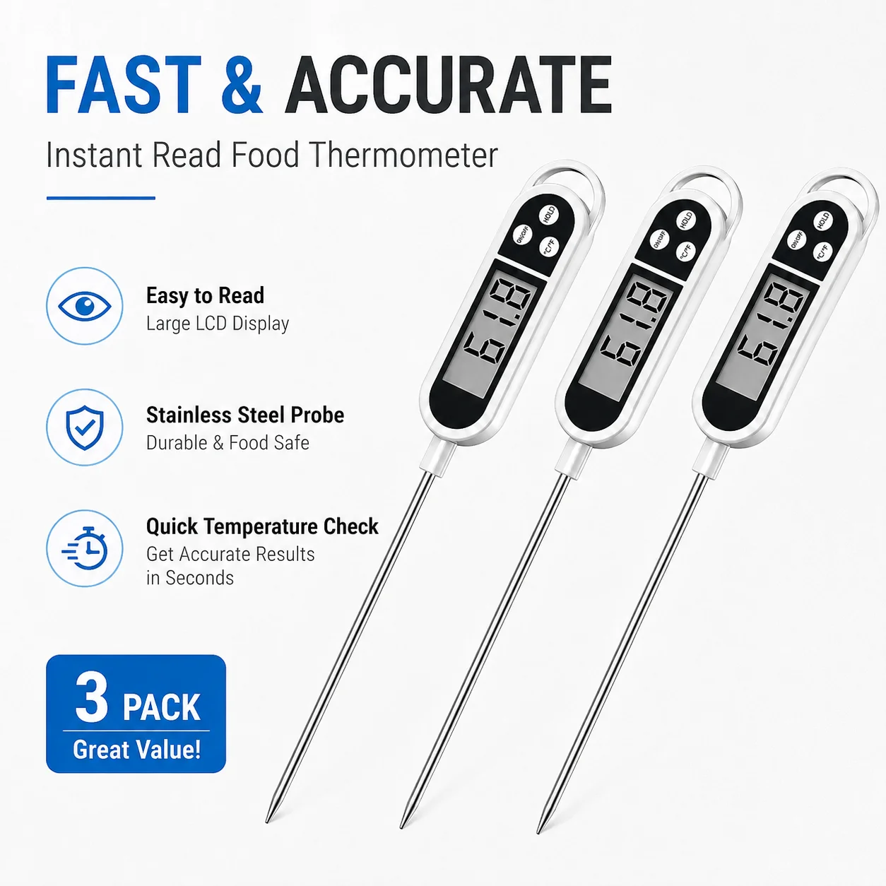 Baby Food With Meat - Termometr cyfrowy z szerokim zakresem temperatur,