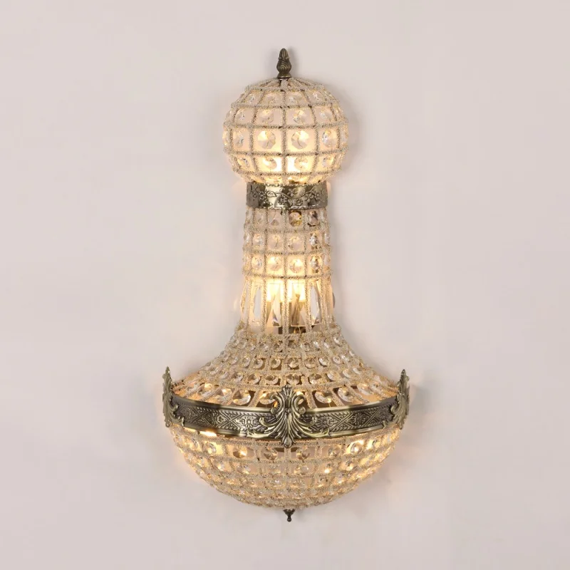 Modern Europe Retro Royal Empire Big Crystal Led Pendant Lamp Vintage Hanging Light Hotel Living Room Bedroom Ceiling Chandelier