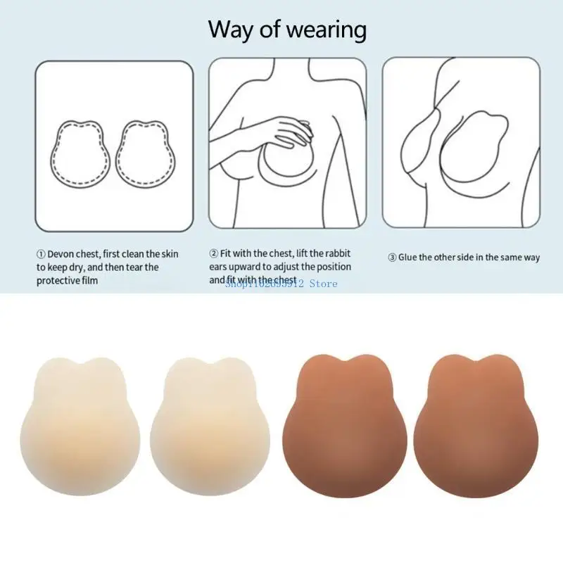 N7YE Women Women Silicone Nipple Cover Facties Arbbit Ears Brabel Cover Bra for Dress #2